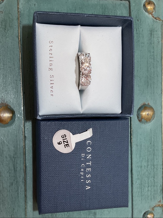 Contessa Di Capri Jewelry - Contessa Di Capri Sterling Silver Three-Stone Ring - Size 9